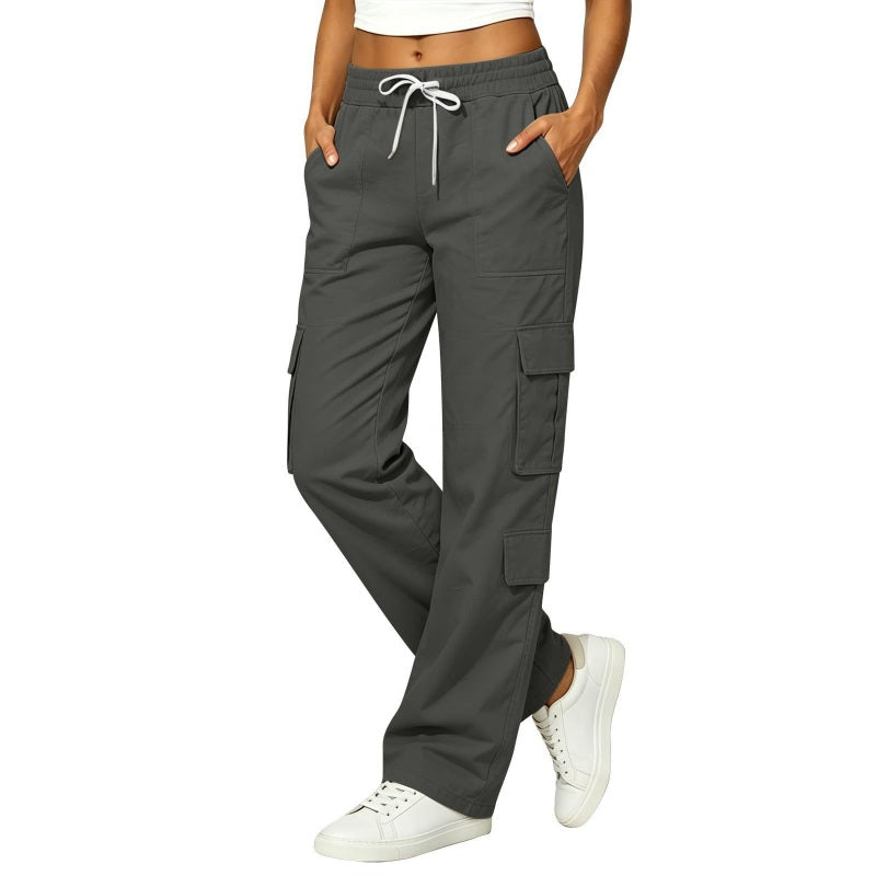 💥Nouveautés et offres spéciales - Pantalon cargo décontracté pour femme, à multiples poches et taille élastiquée
