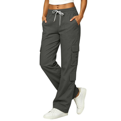 💥Nouveautés et offres spéciales - Pantalon cargo décontracté pour femme, à multiples poches et taille élastiquée