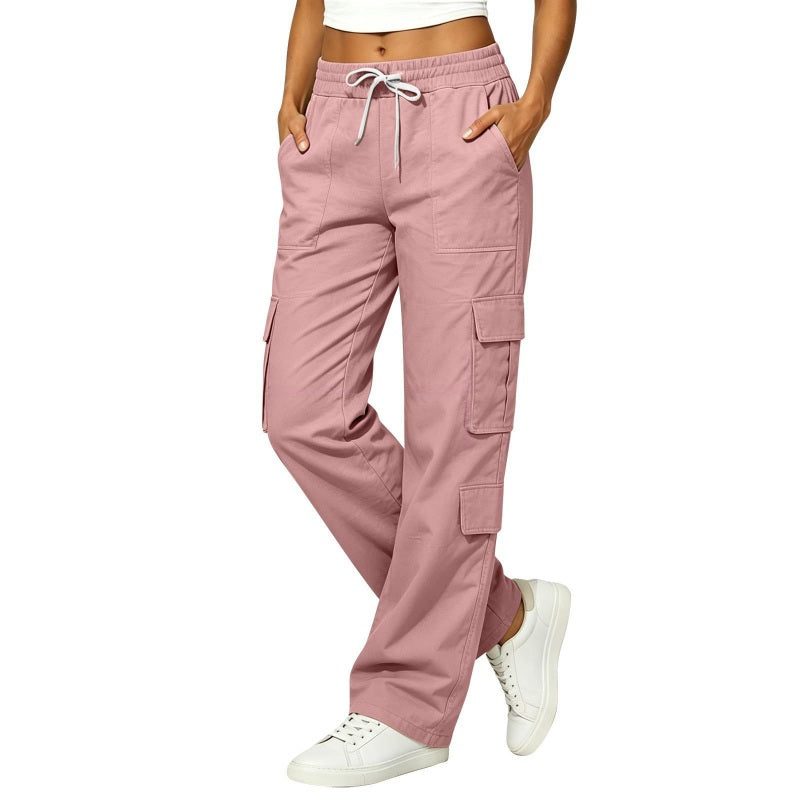 💥Nouveautés et offres spéciales - Pantalon cargo décontracté pour femme, à multiples poches et taille élastiquée