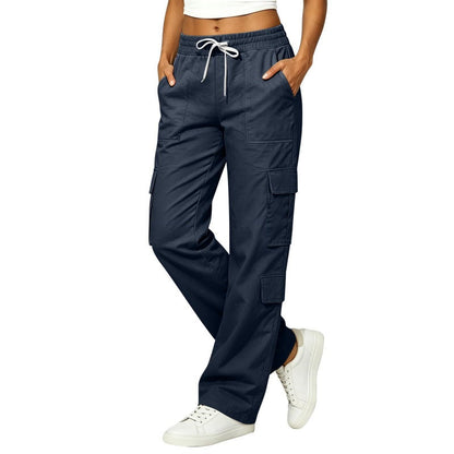 💥Nouveautés et offres spéciales - Pantalon cargo décontracté pour femme, à multiples poches et taille élastiquée