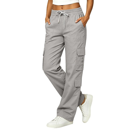 💥Nouveautés et offres spéciales - Pantalon cargo décontracté pour femme, à multiples poches et taille élastiquée