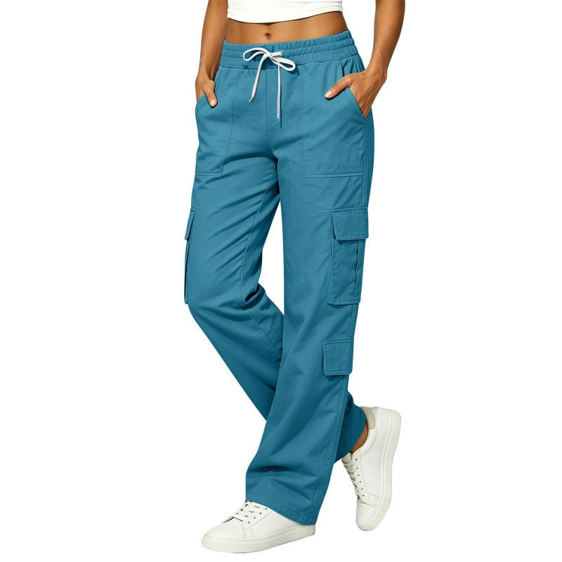💥Nouveautés et offres spéciales - Pantalon cargo décontracté pour femme, à multiples poches et taille élastiquée
