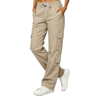 💥Nouveautés et offres spéciales - Pantalon cargo décontracté pour femme, à multiples poches et taille élastiquée