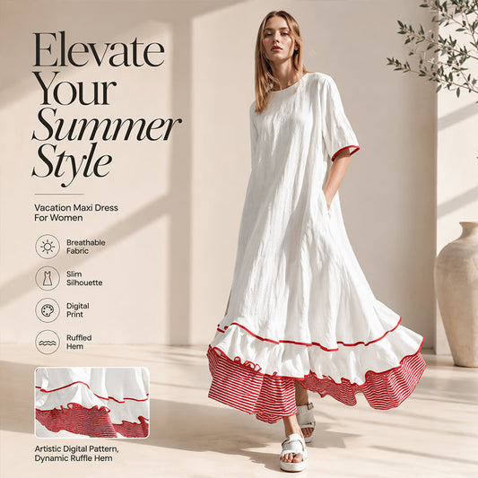 Robe longue à volants superposés pour femme, modèle d'été