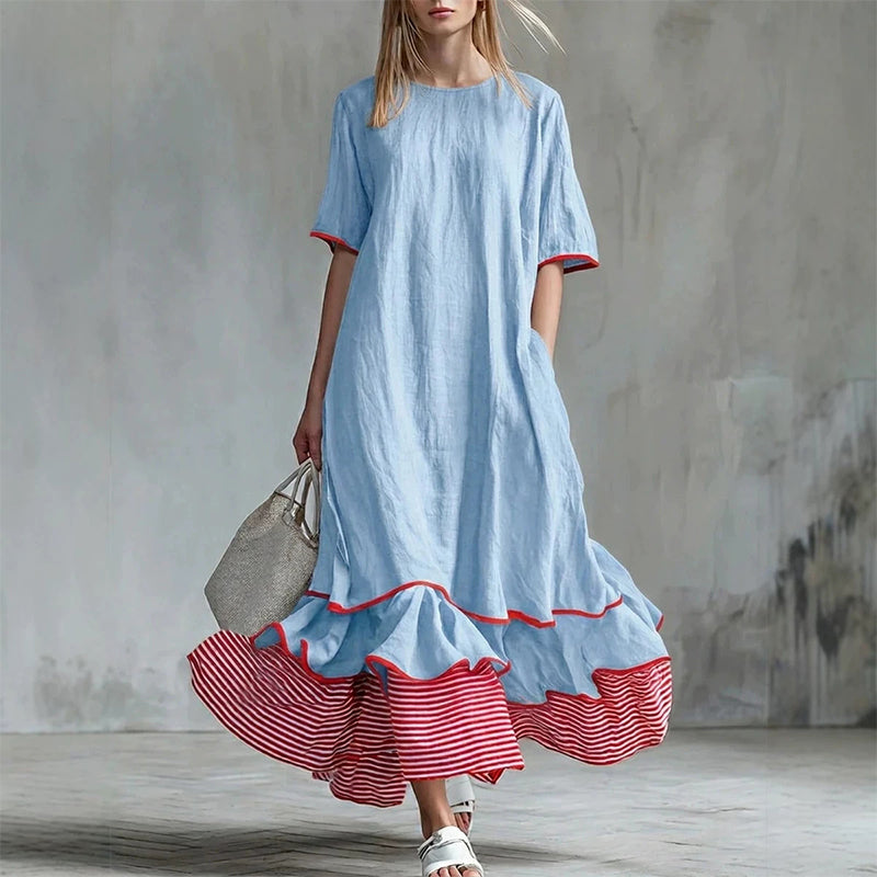 Robe longue à volants superposés pour femme, modèle d'été