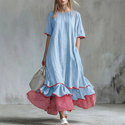 Robe longue à volants superposés pour femme, modèle d'été