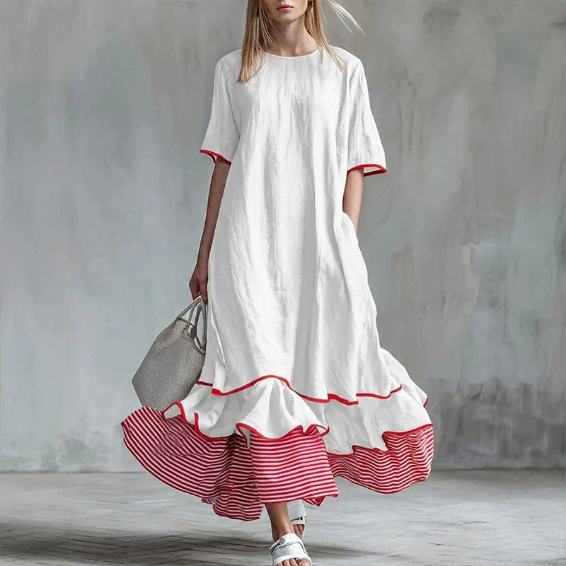 Robe longue à volants superposés pour femme, modèle d'été