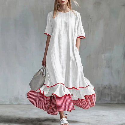 Robe longue à volants superposés pour femme, modèle d'été