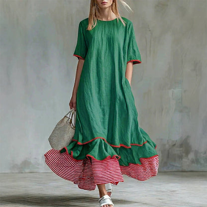 Robe longue à volants superposés pour femme, modèle d'été