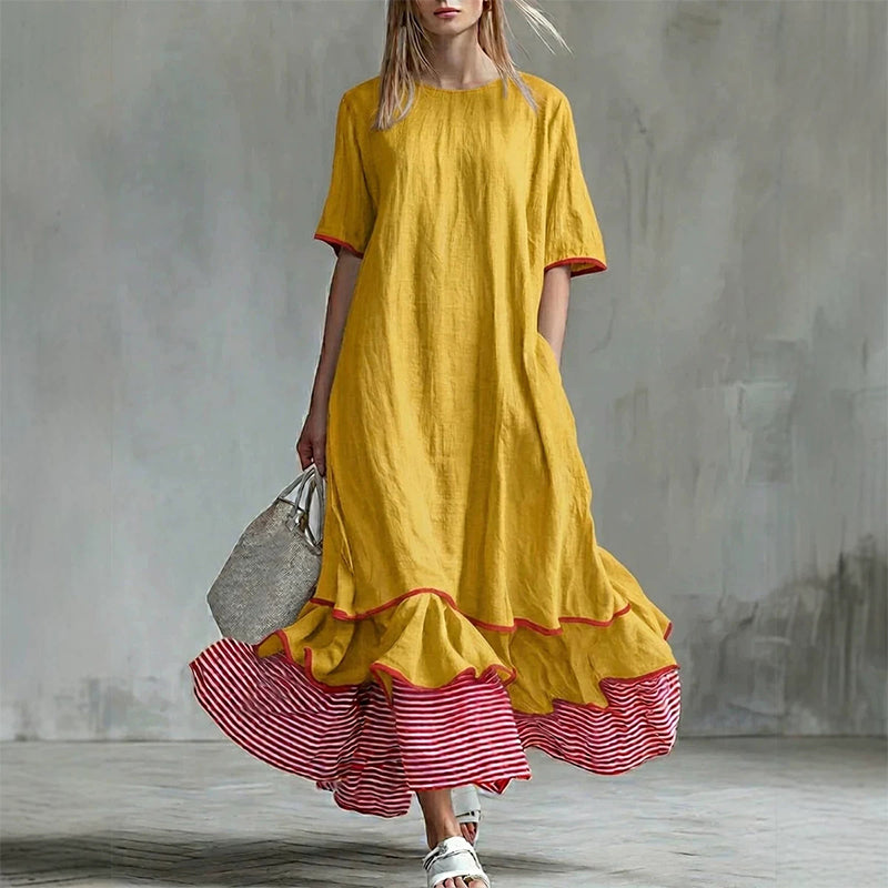 Robe longue à volants superposés pour femme, modèle d'été