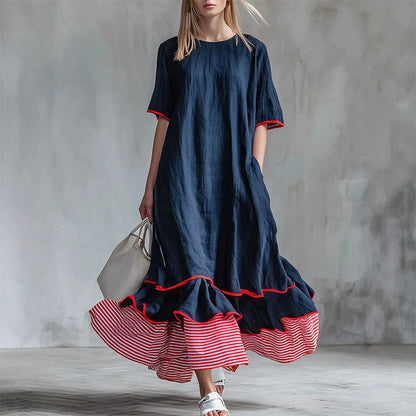Robe longue à volants superposés pour femme, modèle d'été