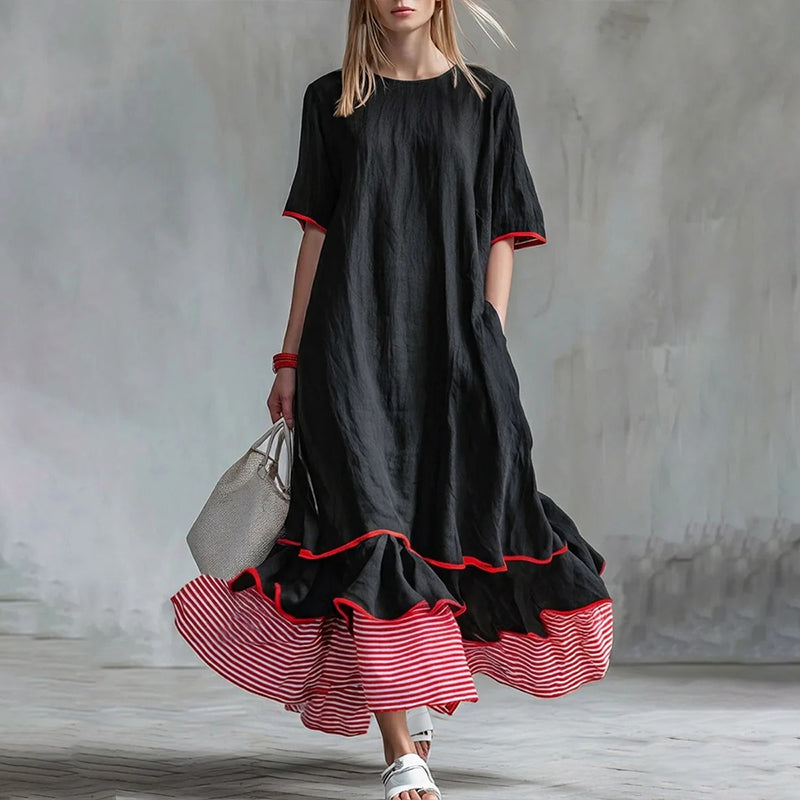 Robe longue à volants superposés pour femme, modèle d'été