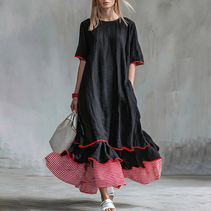 Robe longue à volants superposés pour femme, modèle d'été