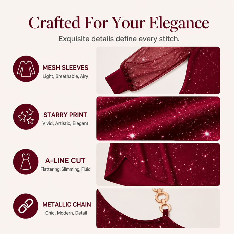 Robe élégante à épaules dénudées pour femme, avec manches en maille