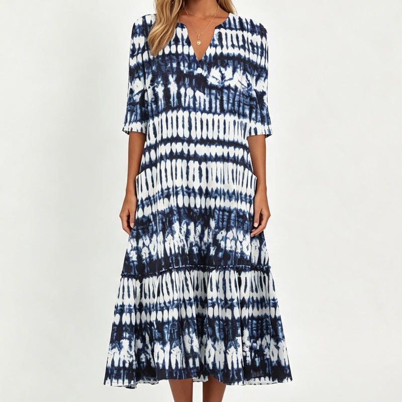 🎉 Soldes 2026 — Plus de 22 800 Vendus!💐 Robe décontractée femme à col V et imprimé