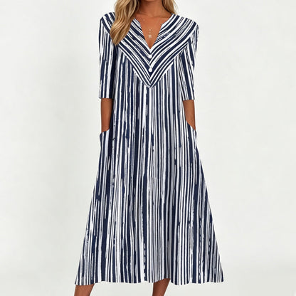 🎉 Soldes 2026 — Plus de 22 800 Vendus!💐 Robe décontractée femme à col V et imprimé