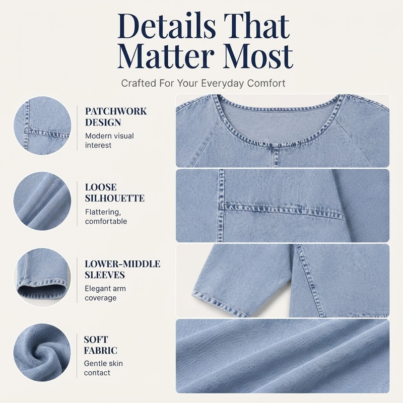 T-shirt à manches courtes pour femme, imprimé denim