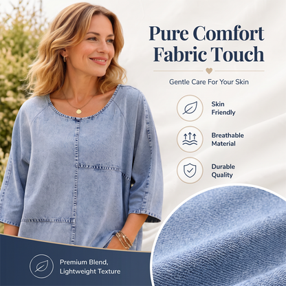 T-shirt à manches courtes pour femme, imprimé denim