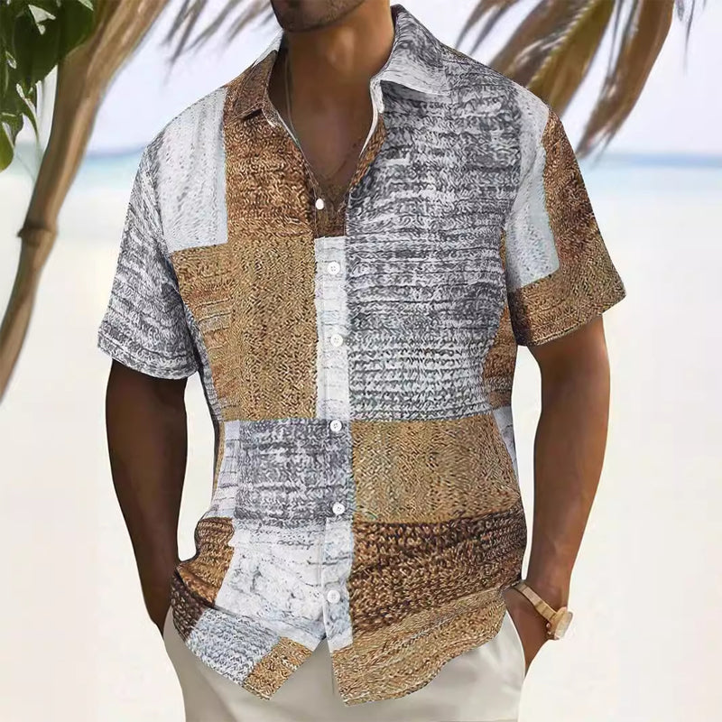 👔🎨 -50% ! 🌿 Chemise Homme à Motifs Contrastés – Coupe Ample, Respirante & Lavable en Machine – 6 Coloris