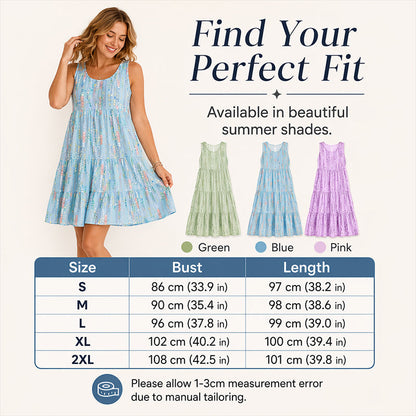 Robe midi à volants sans manches et col rond pour femme