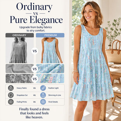 Robe midi à volants sans manches et col rond pour femme