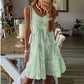 Robe midi à volants sans manches et col rond pour femme