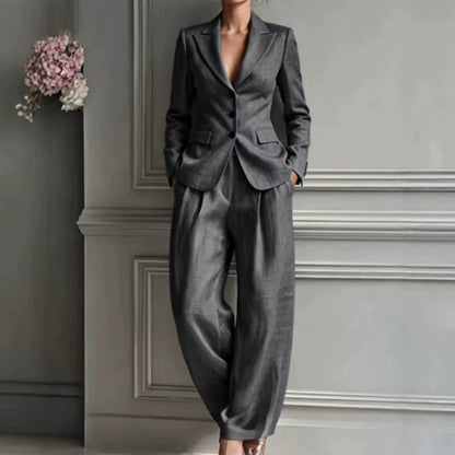 ⌛Soldes de lancement de la collection automne - Ensemble deux pièces pour femme : blazer et pantalon décontractés