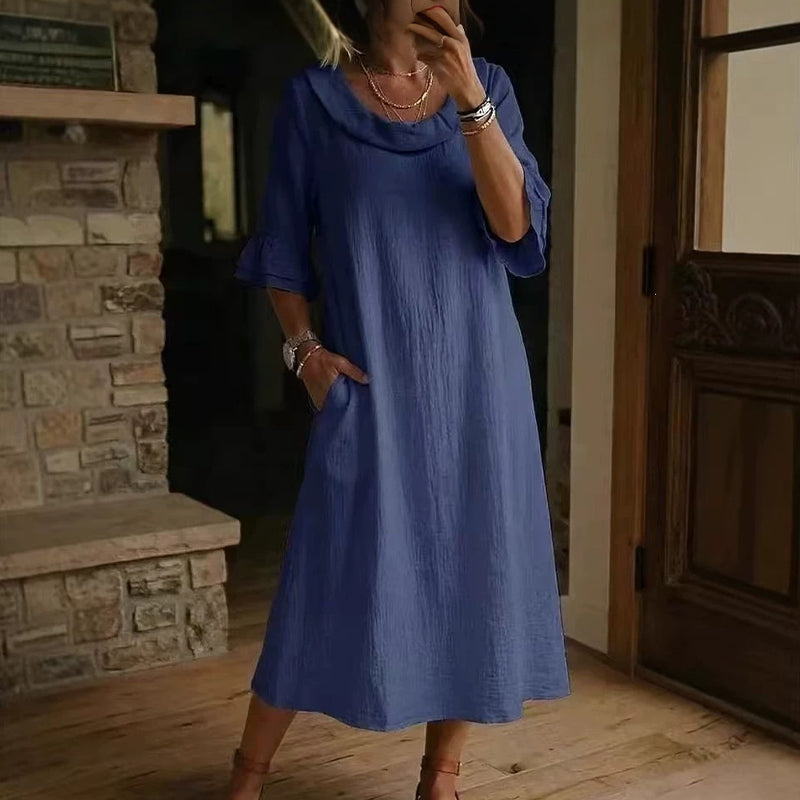 Robe d'été décontractée à col rond pour femme