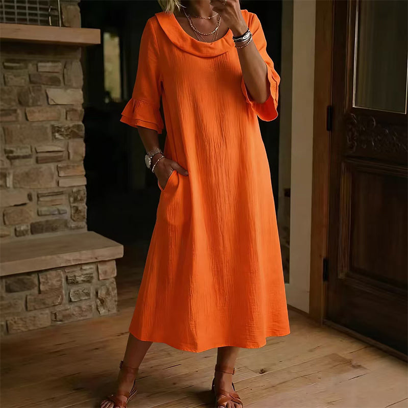 Robe d'été décontractée à col rond pour femme