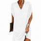 Robe femme à col en V, plissée et à manches chauve-souris
