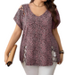 T-shirt ample à col en V imprimé léopard pour femme