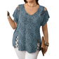 T-shirt ample à col en V imprimé léopard pour femme