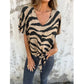 Women's V-Neck Tie-Front Zebra Print T-Shirt
