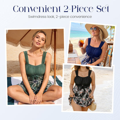 Ensemble de maillot de bain 2 pièces grande taille gainant le ventre