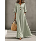 Robe longue à col en V et manches à volants pour femme