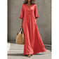 Robe longue à col en V et manches à volants pour femme