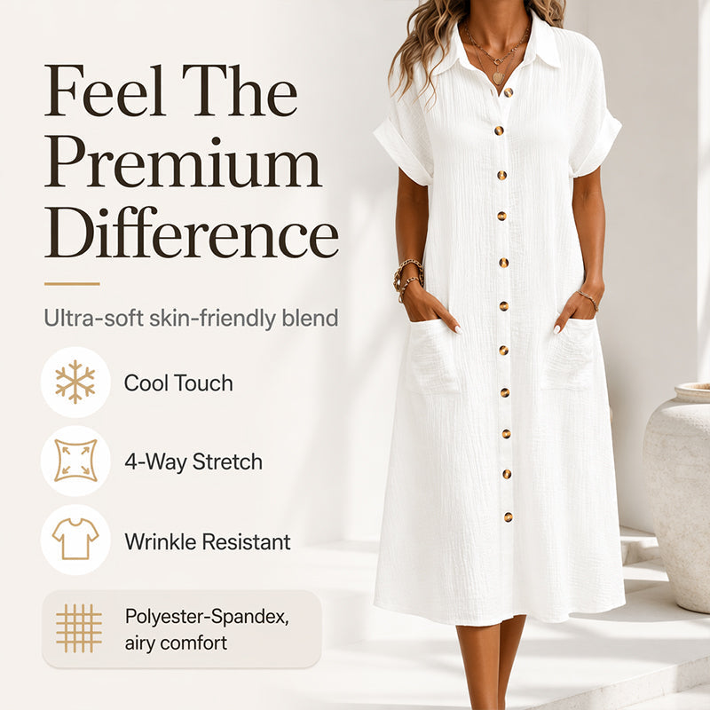 Robe chemise à manches courtes pour femme