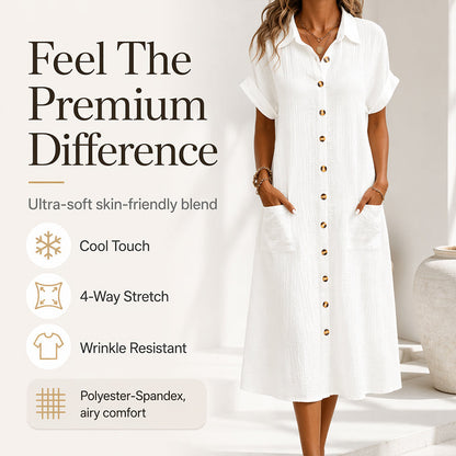 Robe chemise à manches courtes pour femme