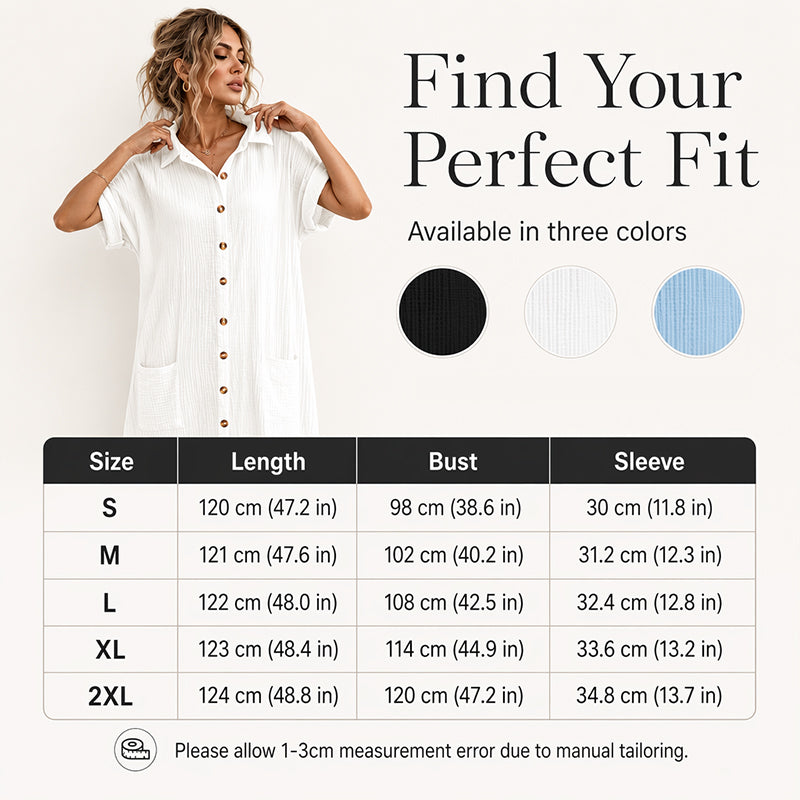 Robe chemise à manches courtes pour femme