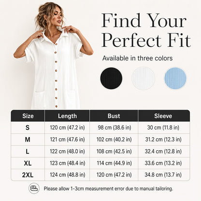 Robe chemise à manches courtes pour femme