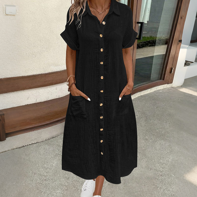 Robe chemise à manches courtes pour femme