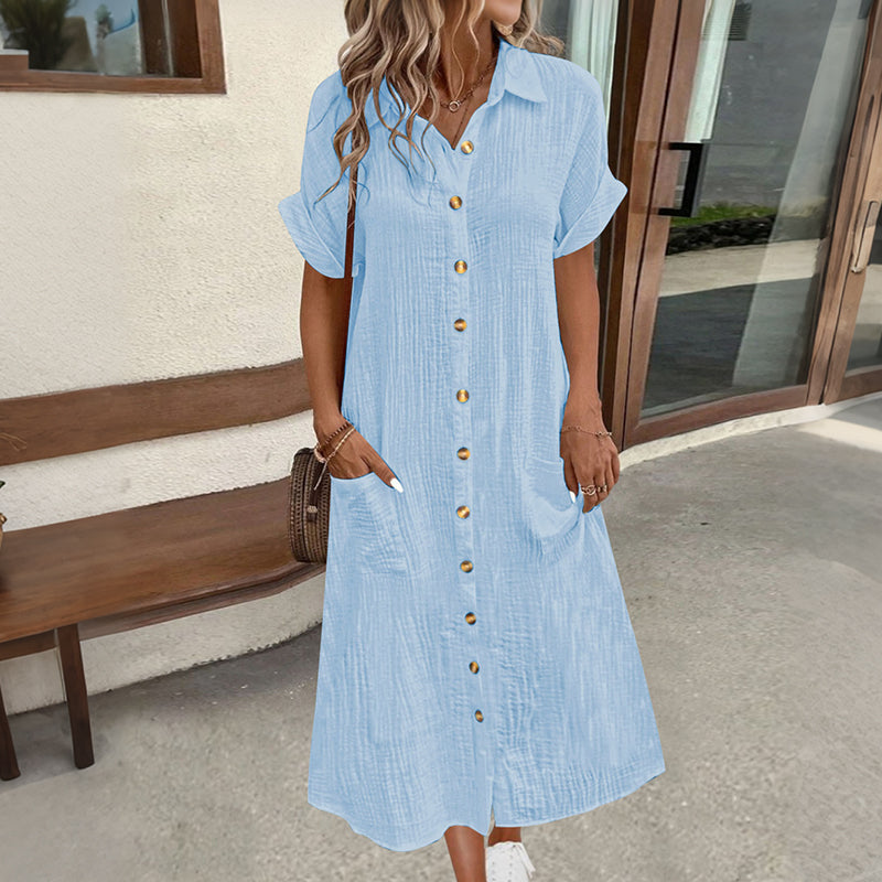 Robe chemise à manches courtes pour femme