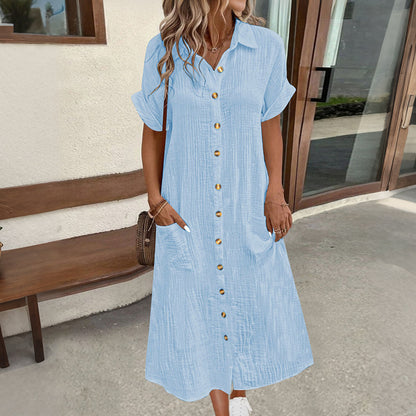 Robe chemise à manches courtes pour femme