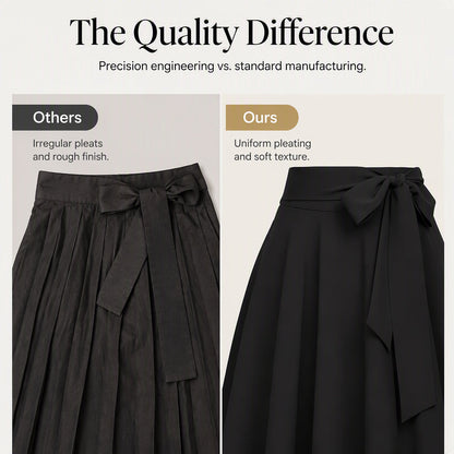 Jupe plissée à taille haute pour femme avec nœud à nouer