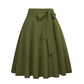 Women's Pleated High Waisted Skirt with Tie Bow