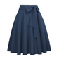 Women's Pleated High Waisted Skirt with Tie Bow