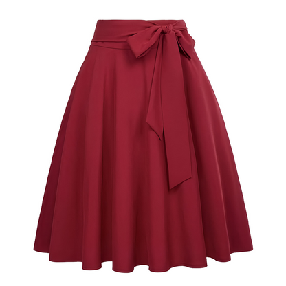 Jupe plissée à taille haute pour femme avec nœud à nouer