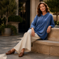 Chandail pull ample en velours à cordon de serrage pour femmes