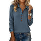 🔥-40% Haut maille patchwork femme col denim manches longues boutons devant🍃 Coupe confortable sans serrement, plusieurs coloris unis disponibles