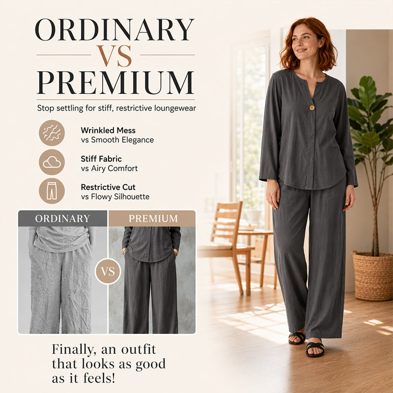 Ensemble chemise décontractée et pantalon large pour femme